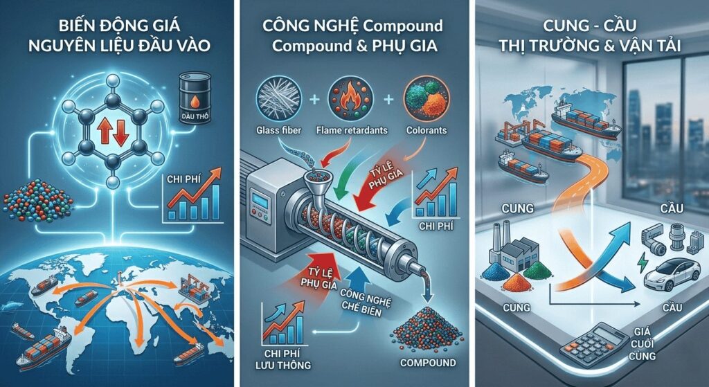 Các yếu tố ảnh hưởng đến giá hạt nhựa kỹ thuật