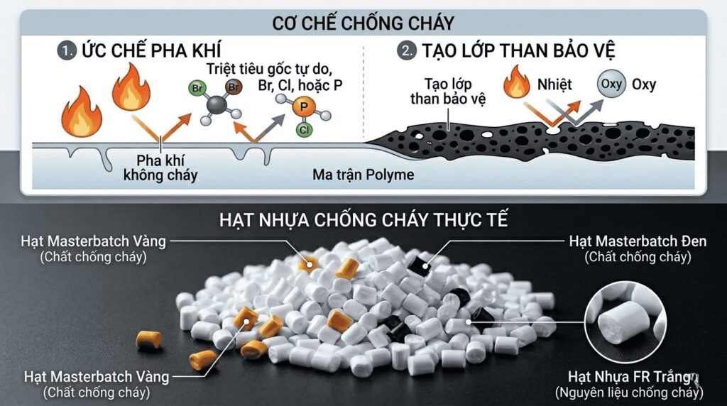 Cơ chế hoạt động của phụ gia chống cháy cho ngành nhựa