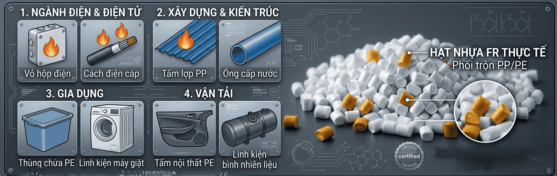 Ứng dụng thực tế của nhựa chống cháy trong các lĩnh vực