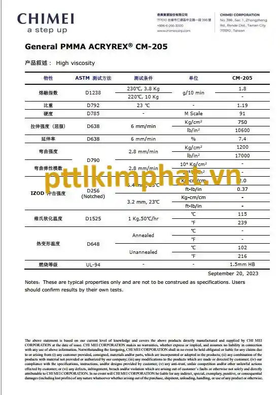 PMMA_CM205_EN_datasheet