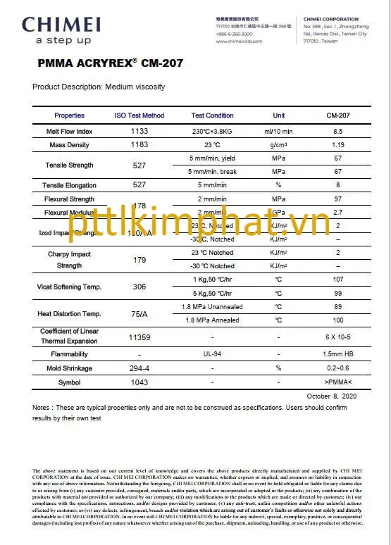 PMMA_CM207_datasheet
