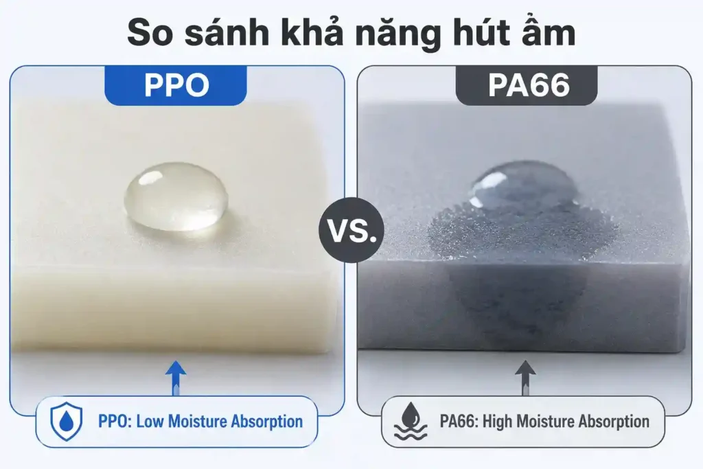 so sanh kha nang hut am PPO và PA66